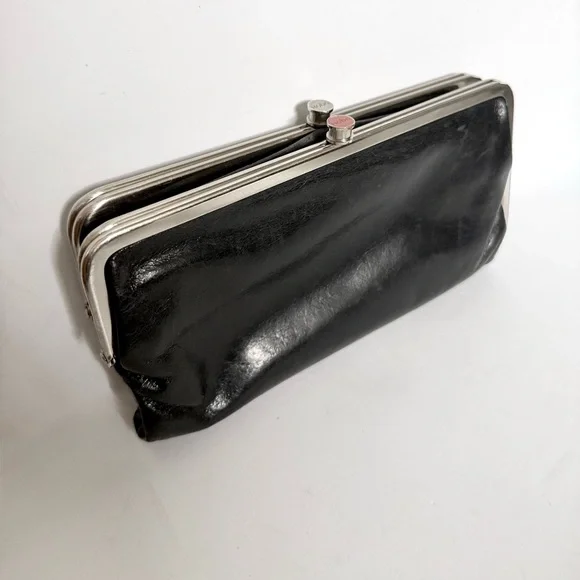 Hobo Lauren Wallet Clutch Double Frame Leather Kiss Lock - Picture 4 of 10